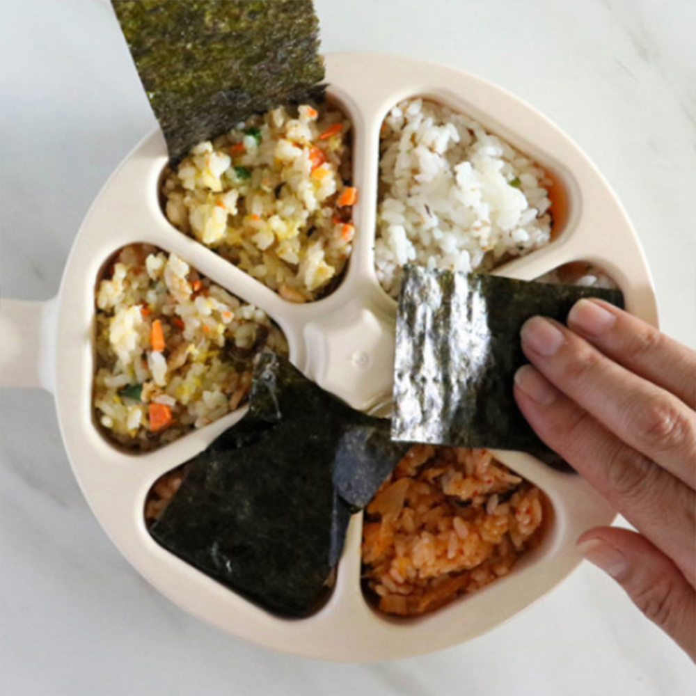 6구 삼각김밥 틀 6칸 김밥 만들기 삼각 주먹밥 만드는 도구 도시락 꾸미기 메이커 손잡이 - 상품 이미지