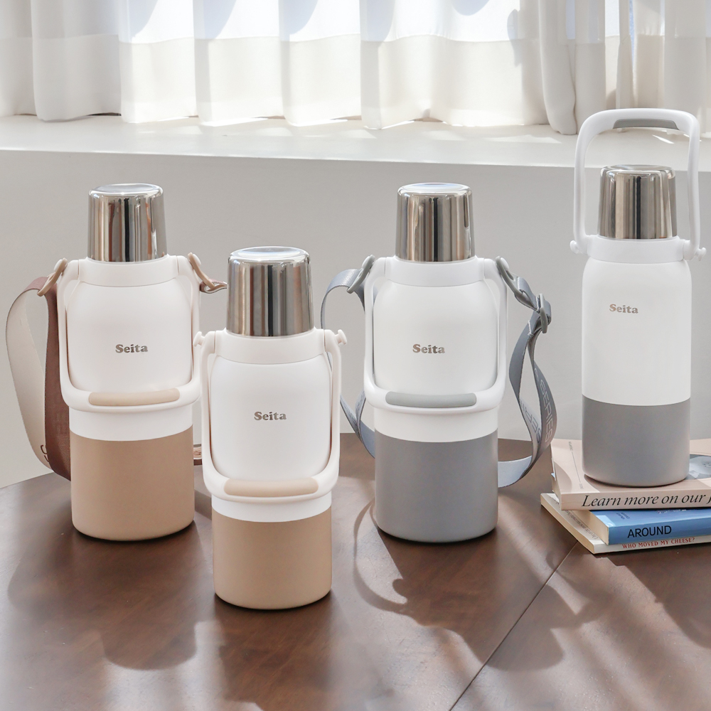 니드코 세이타 스윙핸들 대용량 보온보냉병 스트랩 휴대용 등산 여행 캠핑 물병 브라운