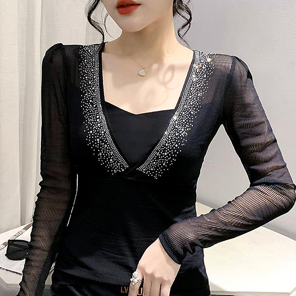 모네르 라인댄스 상의 의상 하트넥큐빅탑 라인 라틴 댄스복 이미지 7