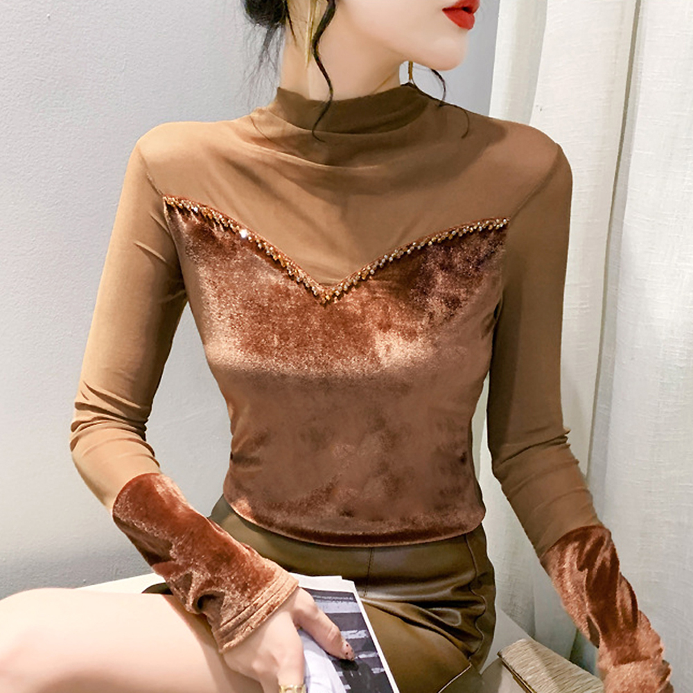 라인댄스복 라인댄스 상의 의상 슬리브벨벳탑 옷 라틴 스포츠 댄스복 - 상품 이미지
