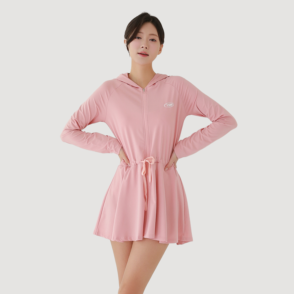 여성 원피스 집업 래쉬가드 비치웨어 수영복 - 상세 이미지 4