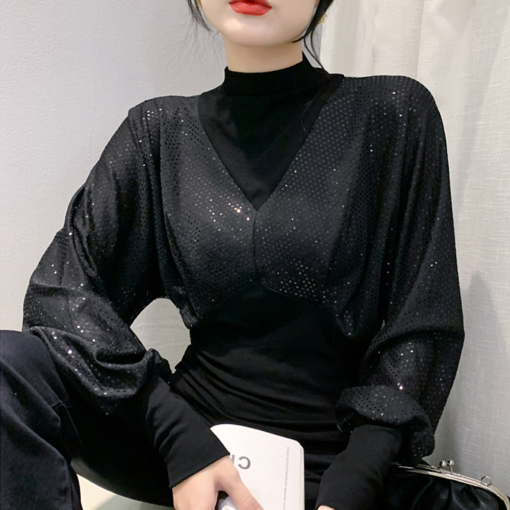 모네르 라인댄스상의 옷 가오리스팽글 라인 라틴 댄스복 이미지 7