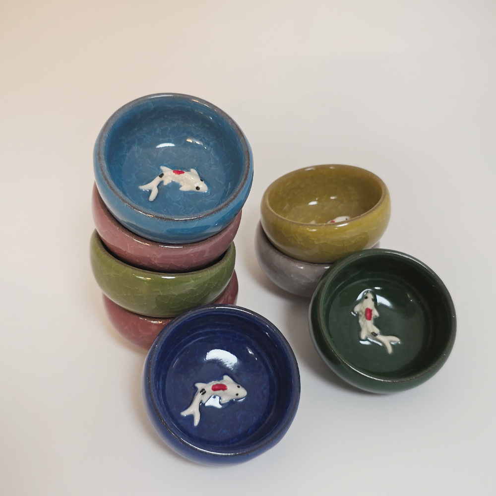일본 고급 잉어 사케잔/ 종지 겸용 (사이즈: 지름6cm x 높이3cm) 일본수입 - 상세 이미지 4