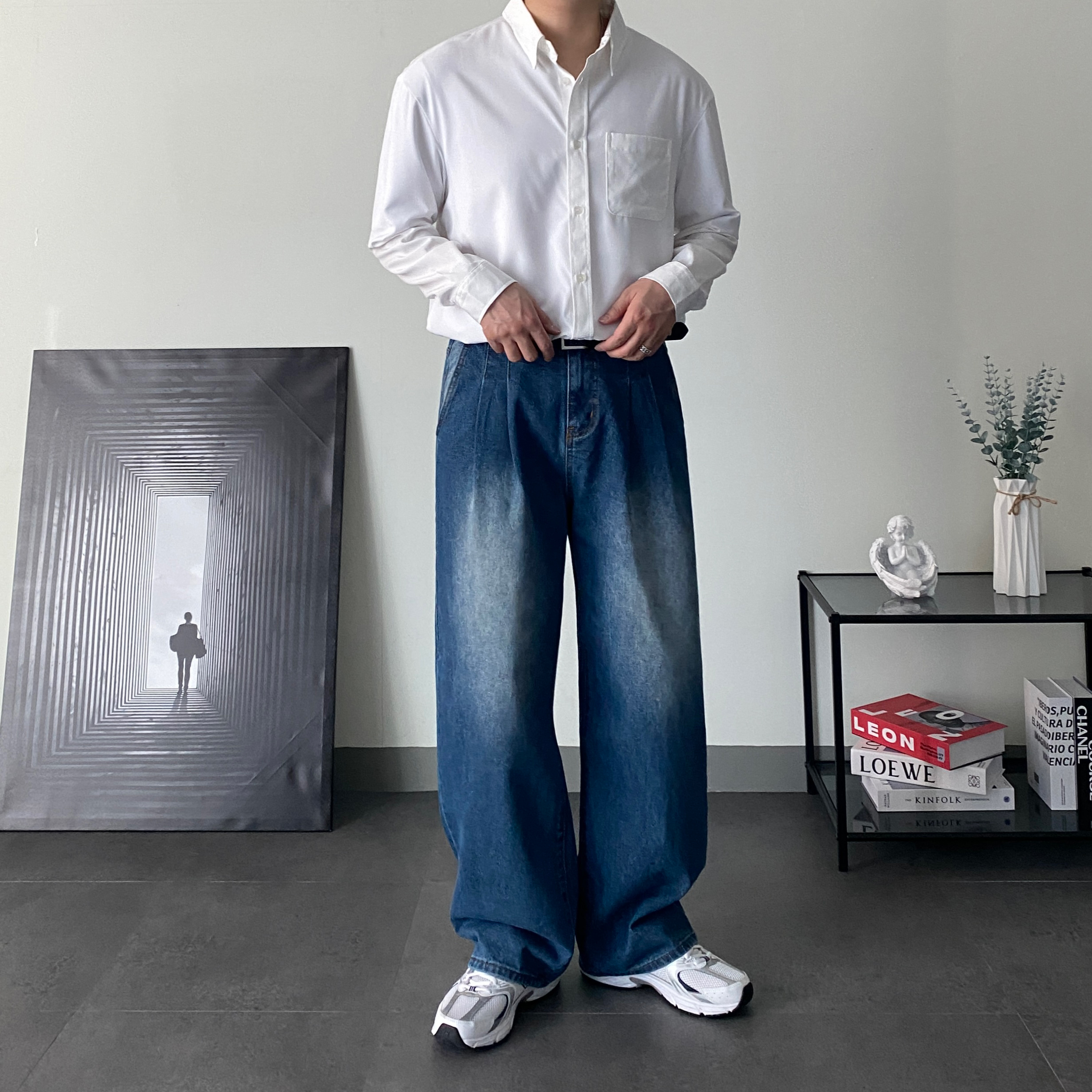 남자연청바지 루즈핏청바지 통청바지 이미지 7