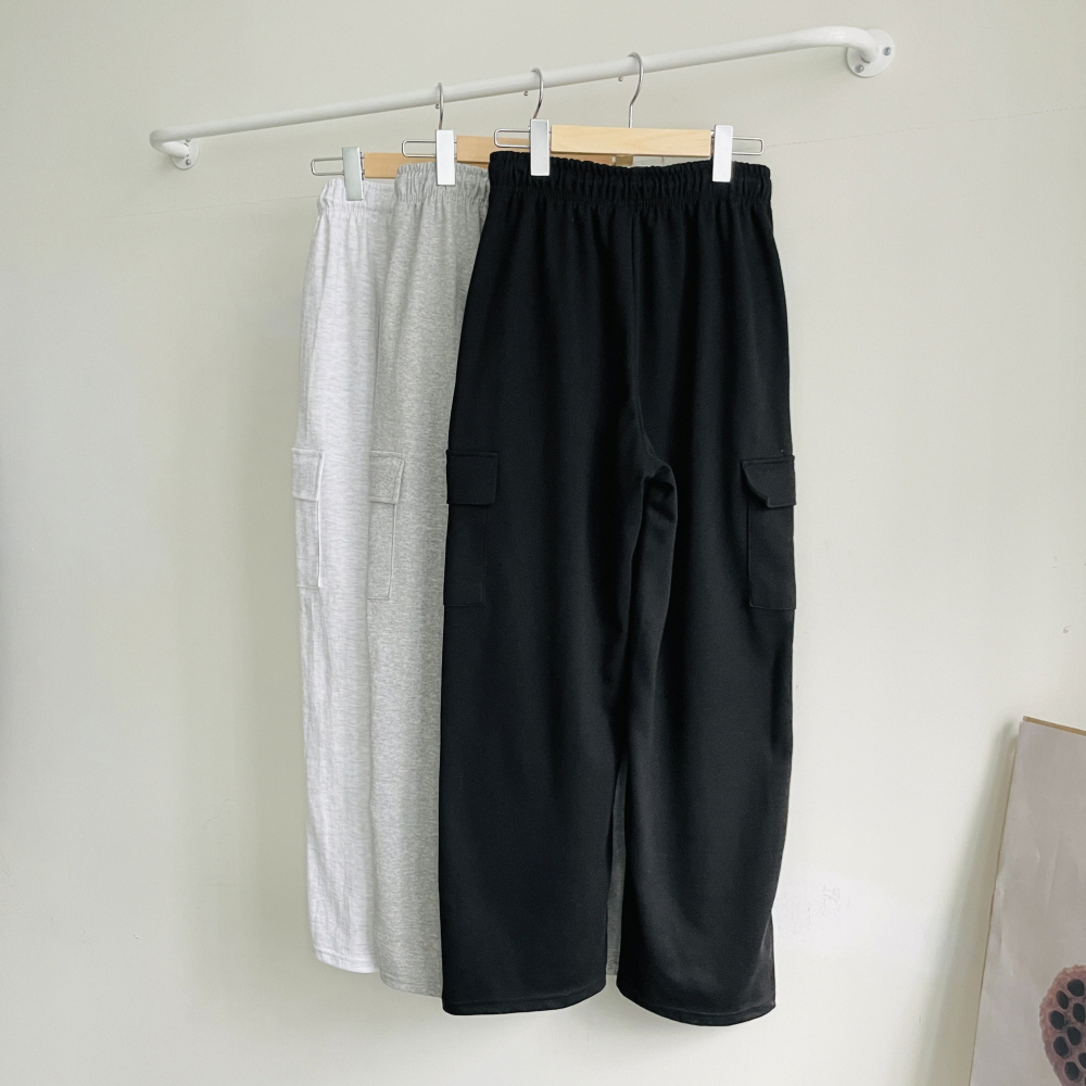 카고 와이드팬츠 통바지 여성 밴딩 트레이닝 팬츠 - 상세 이미지 2