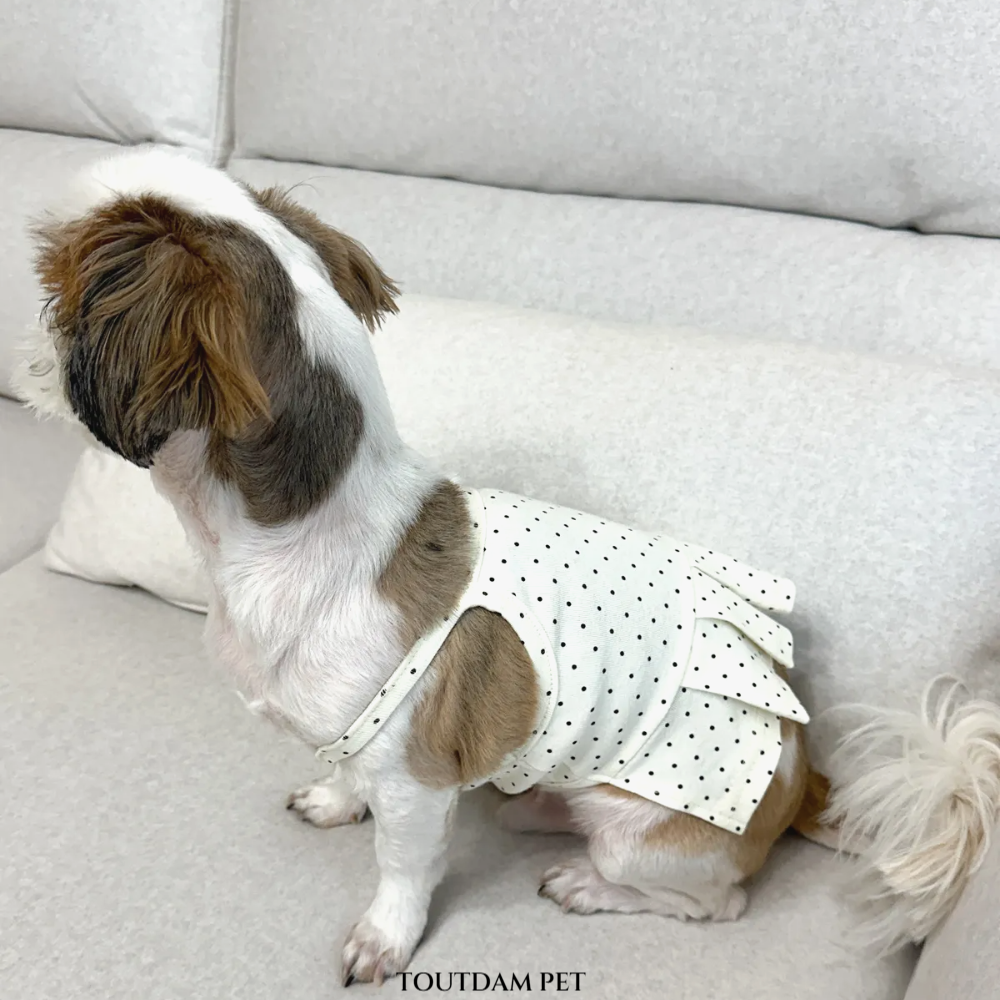 뚜담펫 러블리 스위트 도트 원피스 강아지 고양이 크롭 실내복 - 상세 이미지 4