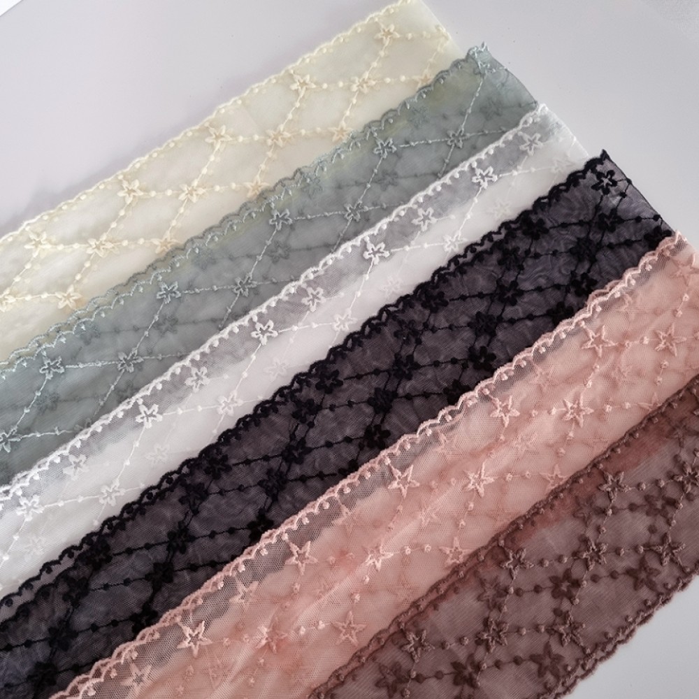 레이스 시스루 쁘띠 스카프 별 패턴 반다나 헤어 리본묶기 가방 꾸미기