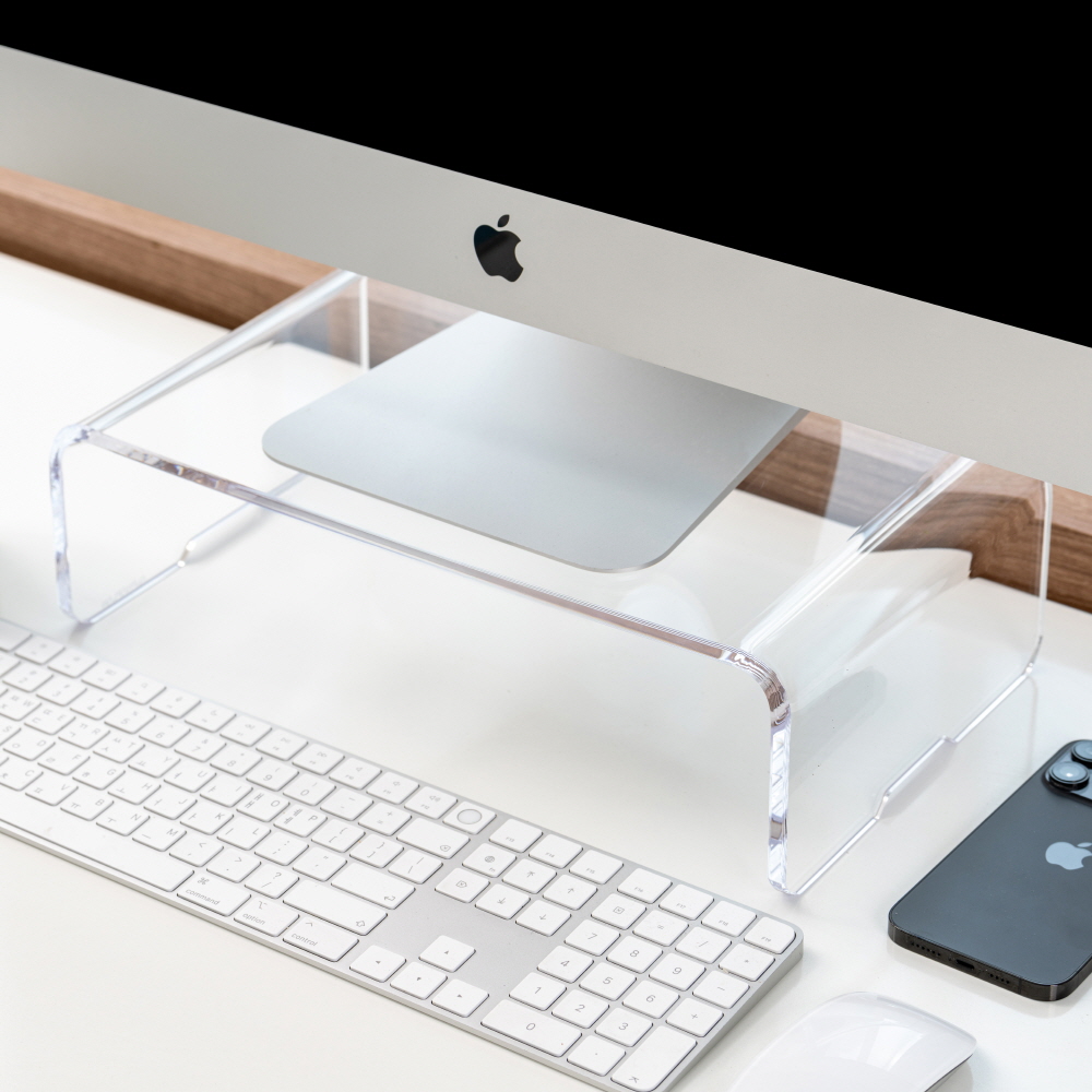 일렉싱크 높은 아크릴 모니터 받침대 스탠드 370mm, 투명