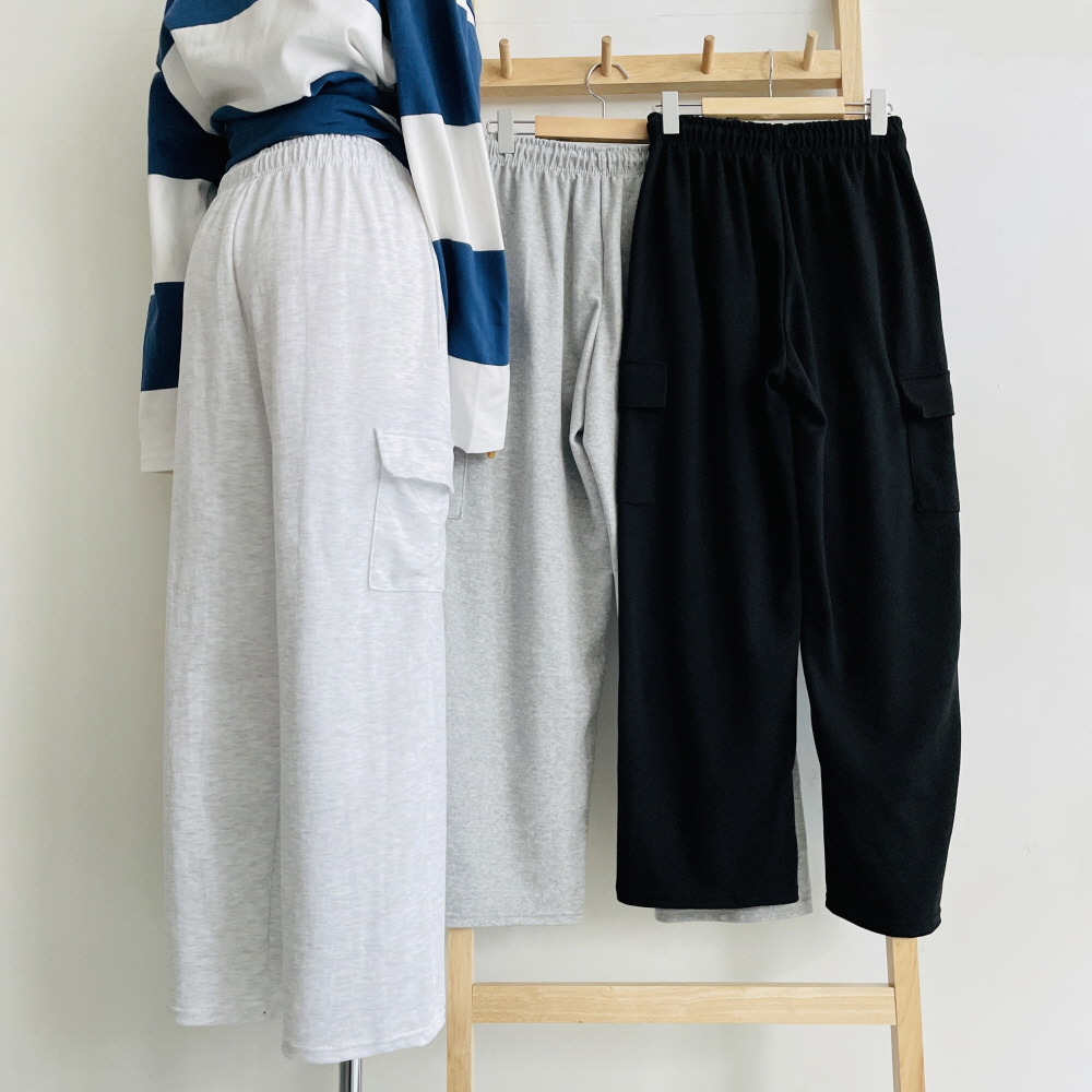 카고 와이드팬츠 통바지 여성 밴딩 트레이닝 팬츠 - 상세 이미지 5