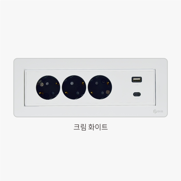 BIS 빌트인콘센트 가구 매립 3구 콘센트 USB 고속충전 BID-N203MF 화이트 - 상세 이미지 2