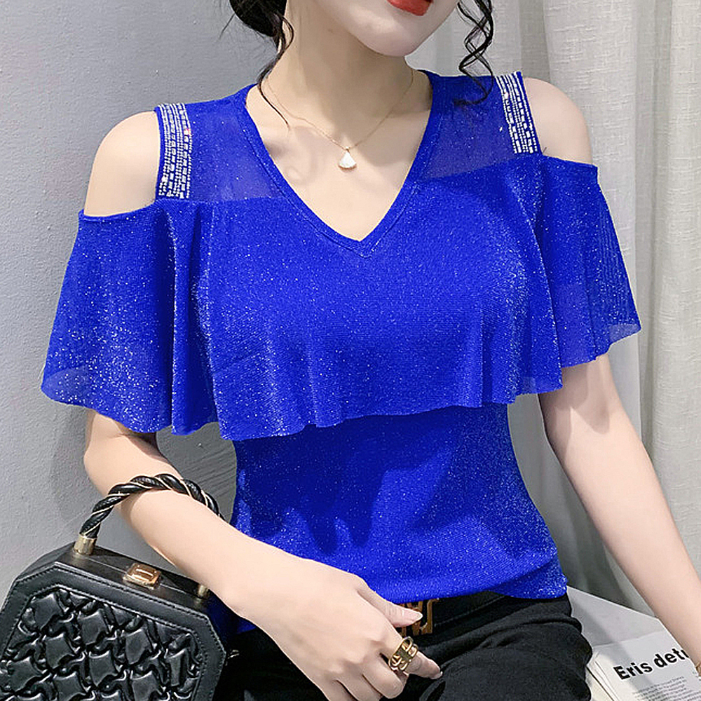 여름 라인댄스복 상의 오프숄더러플 라인 라틴 댄스 이미지 7