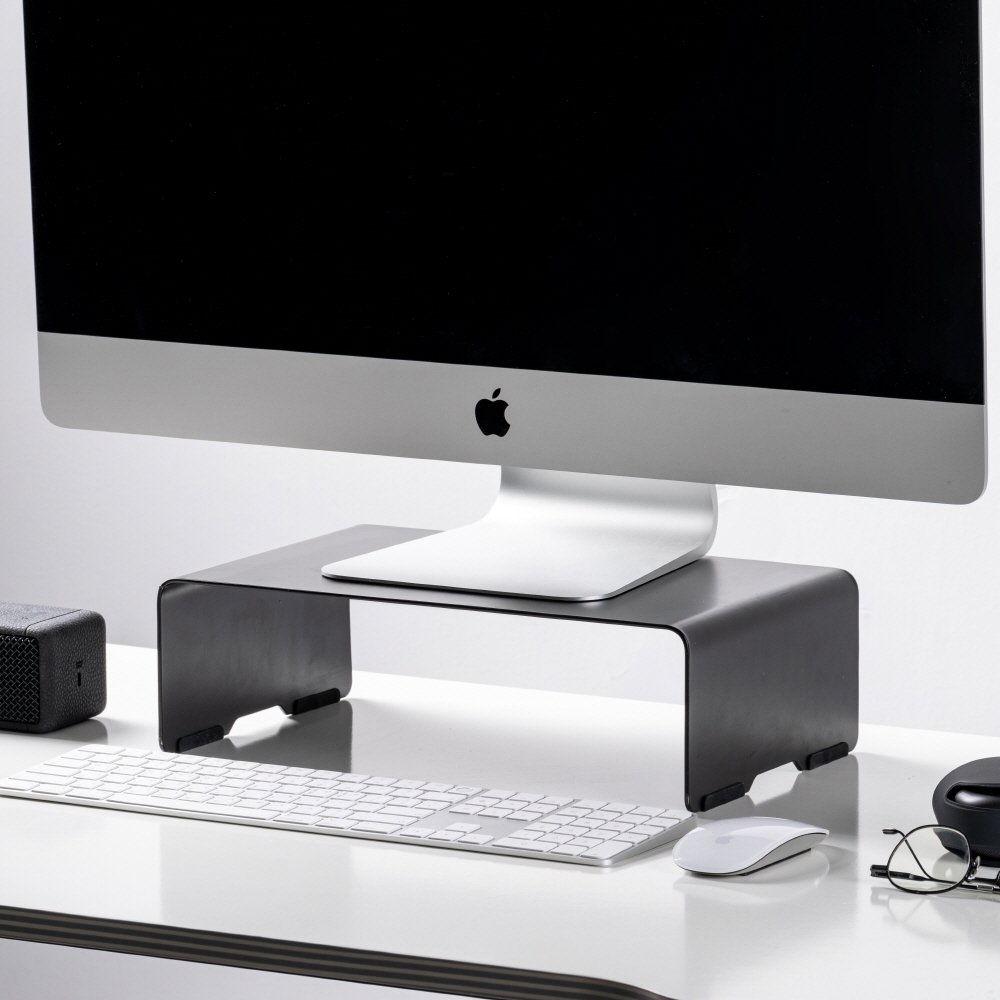 일렉싱크 높은 아이맥 모니터 받침대 스탠드 선반 370mm, 블랙