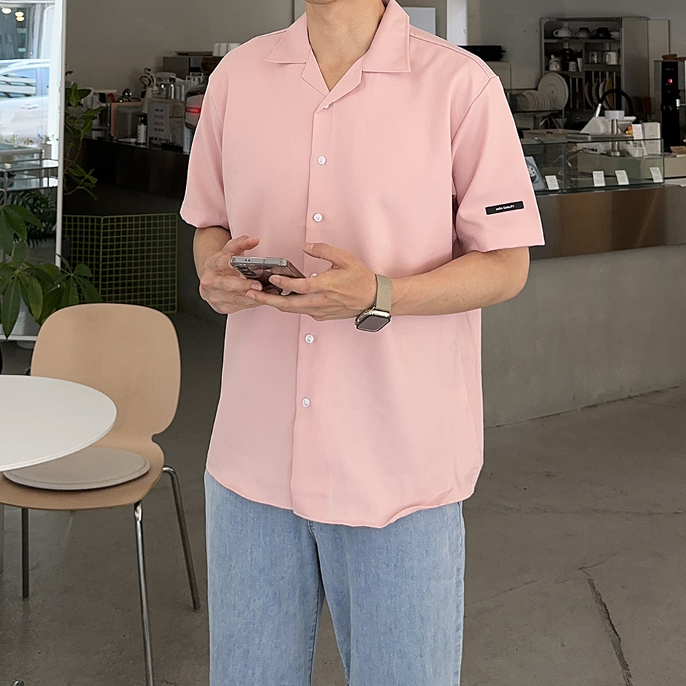 남자 반팔 셔츠 구김없는 오픈카라 여름 남방 난방 남성 셔츠 이미지 8