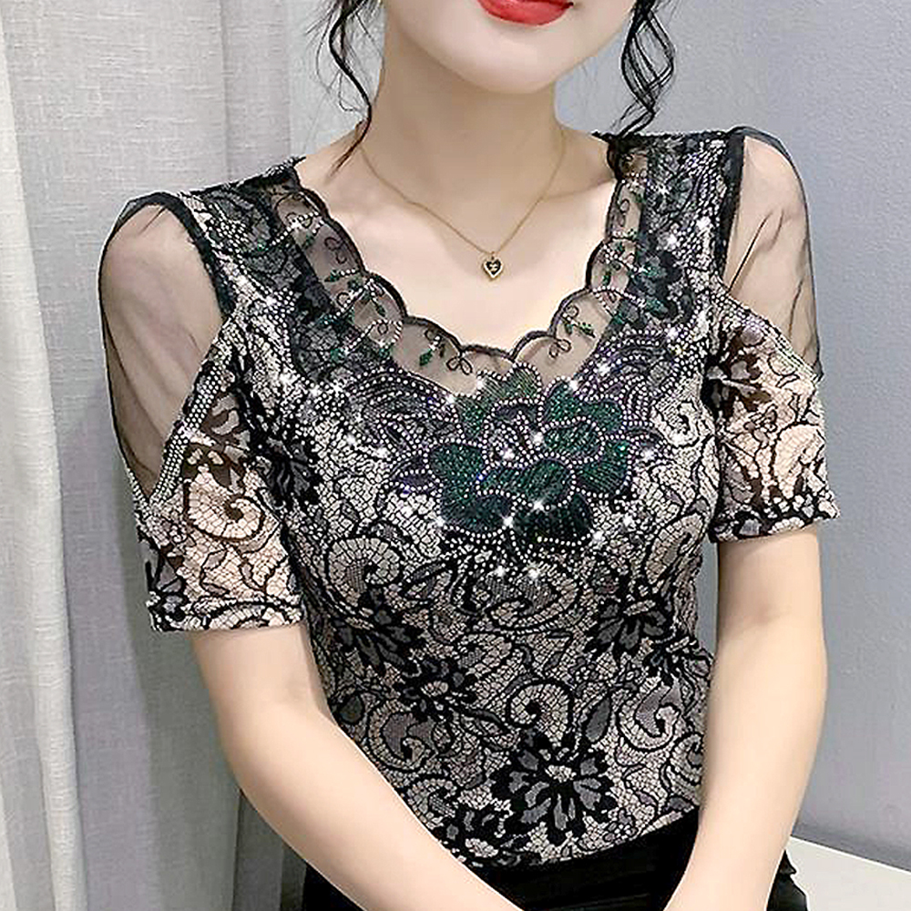 여성 라인댄스복 상의 숄더망사플라워 라인댄스 옷 줌바 의상 이미지 4