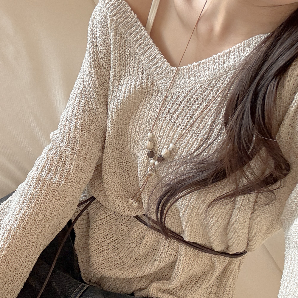 [보호시크] 세라믹 아메카지 빈티지 우드 매듭 보헤미안 끈 롱 목걸이 8type 상세 이미지 55