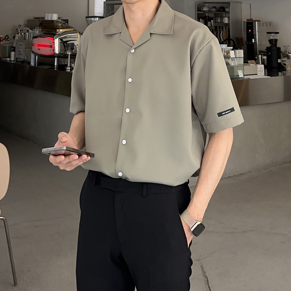 남자셔츠 남자반팔셔츠 오버핏 링클프리 여름 실크 남방