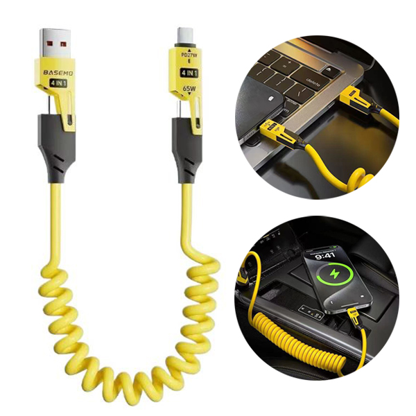 4IN1 스프링 PD USB 핸드폰 고속 충전케이블 멀티 차량용 충전선 충전기 8핀 C타입 CtoC - 상세 이미지 2