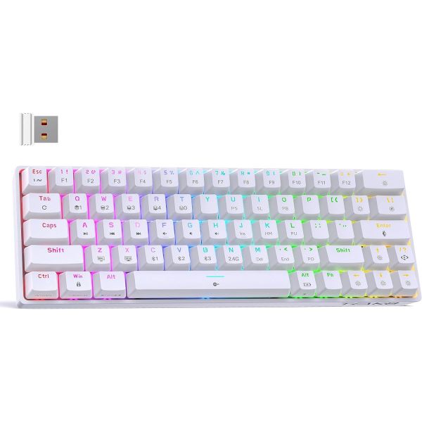 4G유선 RGB 백라이트 컴팩트 63키 미니 오피스 블루 스위치 포함 윈도우 노트북 PC 게이머 타이피스트-화 : 썬해피라이프