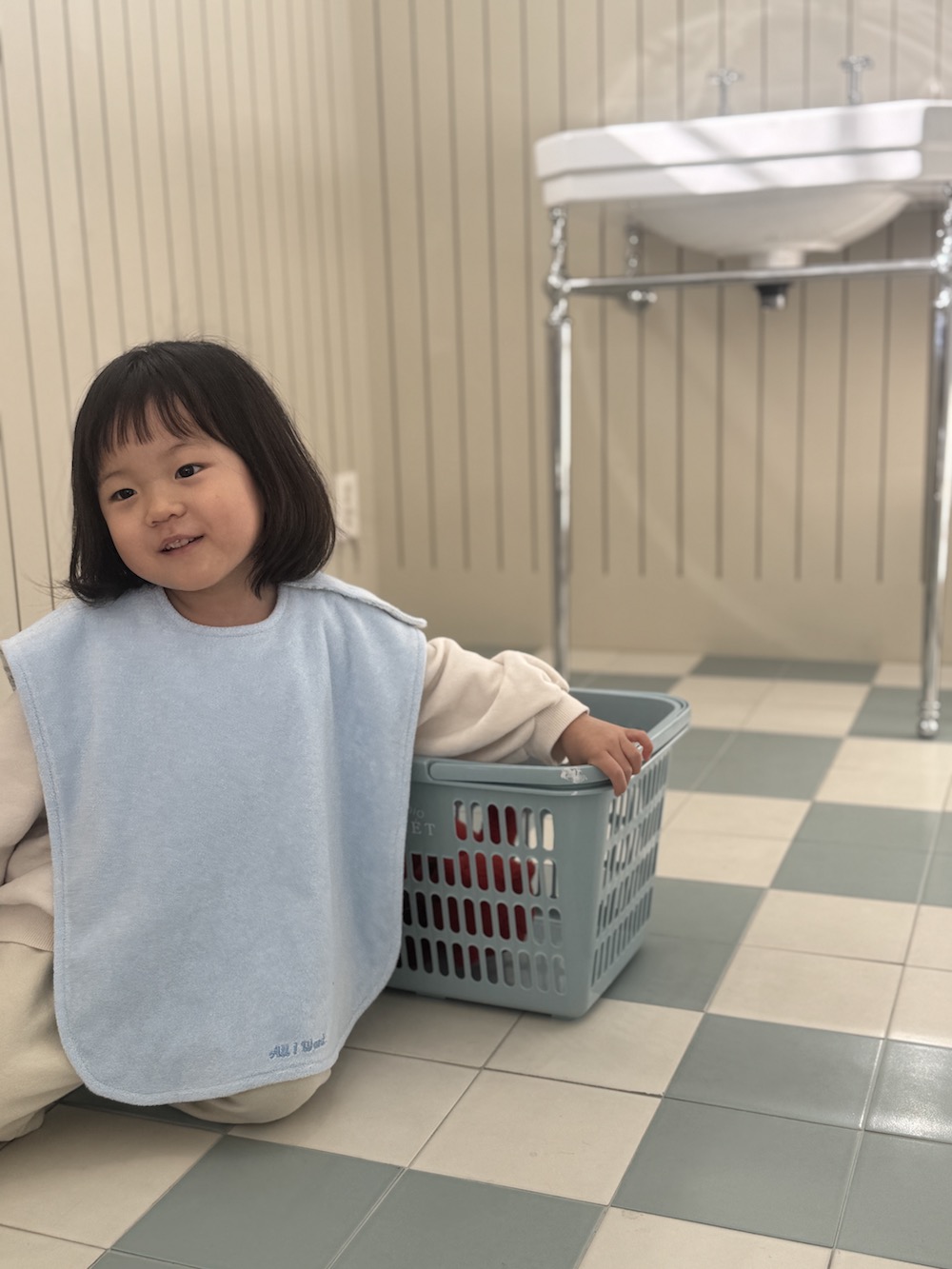 테리 아기 수건 워시빕 유아 세안 타올 자기주도 세수 양면 수건