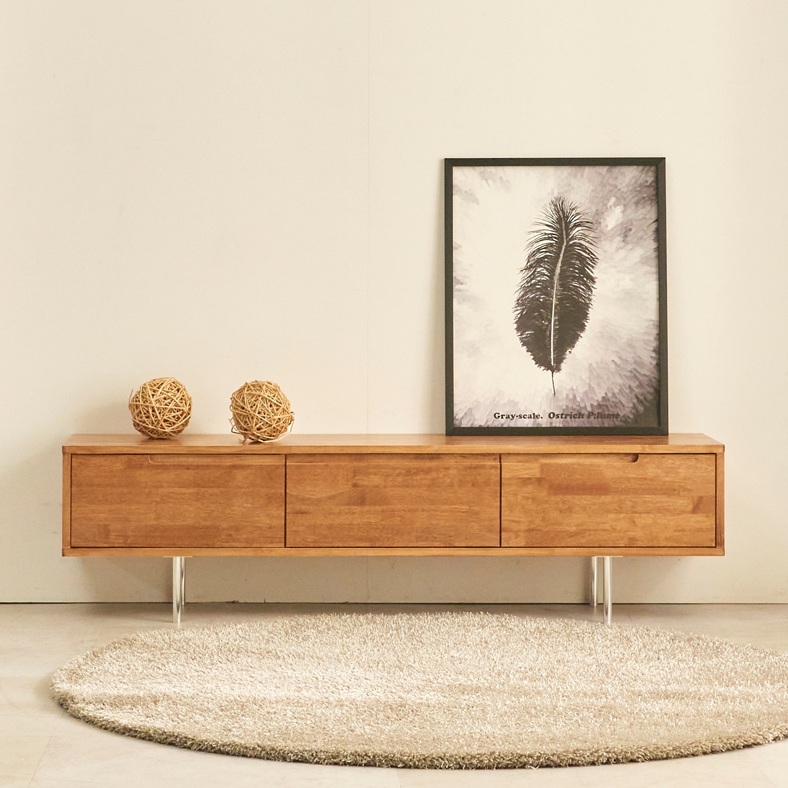 도무스 고무나무 원목거실장 티비다이 TV거실장 1500