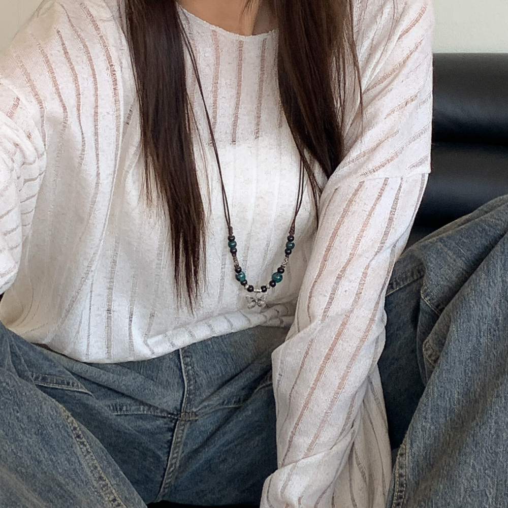 [보호시크] 세라믹 아메카지 빈티지 우드 매듭 보헤미안 끈 롱 목걸이 8type 상세 이미지 96