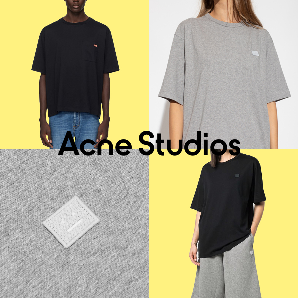 아크네 스튜디오 반팔티 페이스 오버핏 핑크라벨 로고 모음전