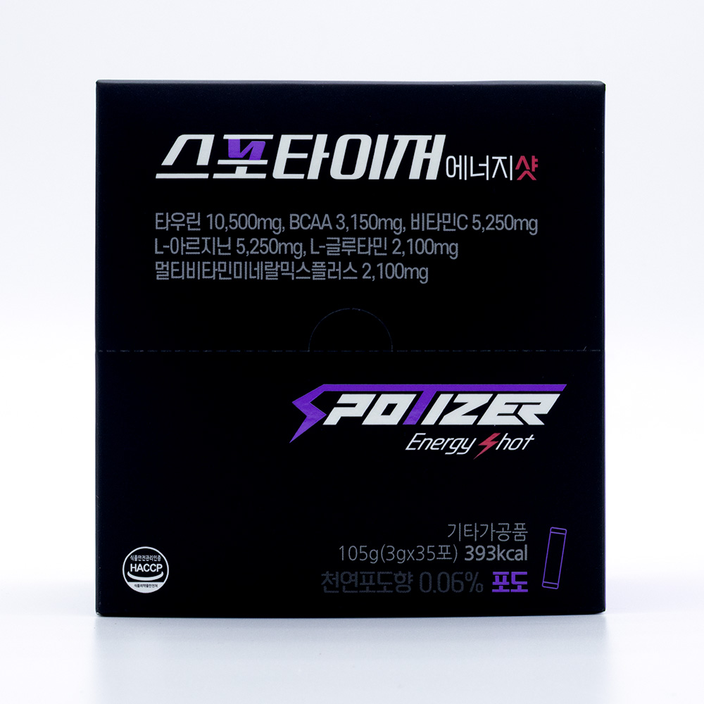 스포타이저 에너지샷 L 아르기닌 포도당 타우린 BCAA 스틱 포도맛 35포