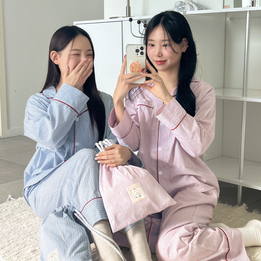 [A.made] 코코조이 스트라이프 긴팔 커플파자마 남녀공용 잠옷세트 2color
