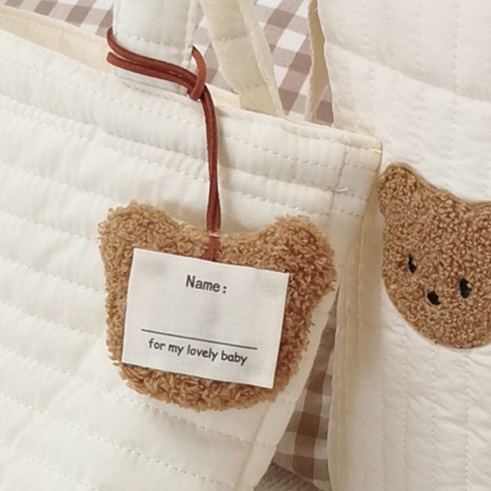 어린이집네임택 곰돌이 이름표 네임키링 - 상품 이미지
