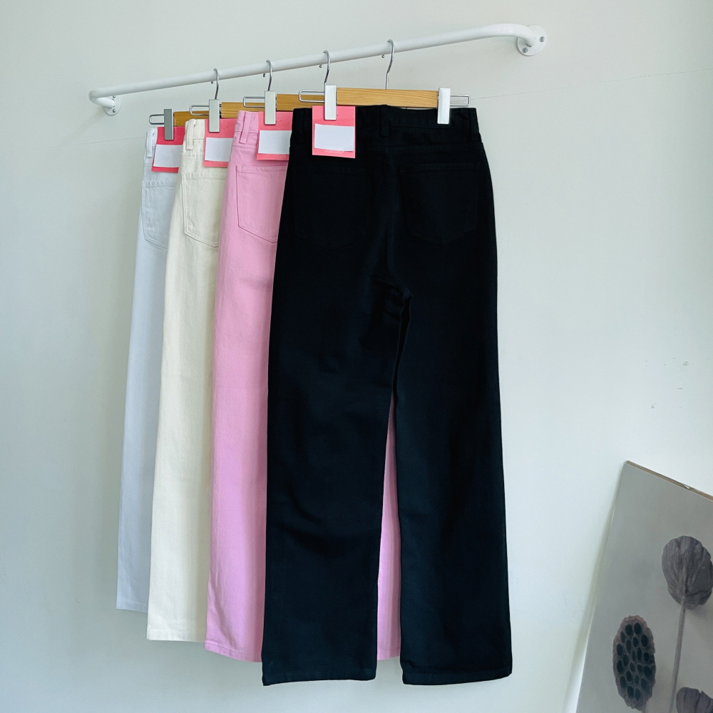 세미와이드팬츠 여성면바지 핑크바지 하이웨스트 통바지 - 상세 이미지 2