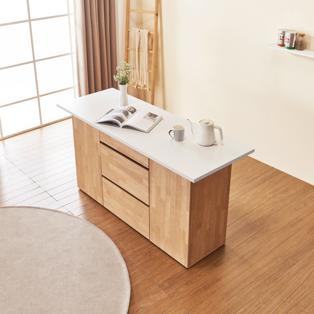 오브디 아일랜드장 조리대 수납장 주방보조 테이블 홈바수납장 1600mm, 우드_우드