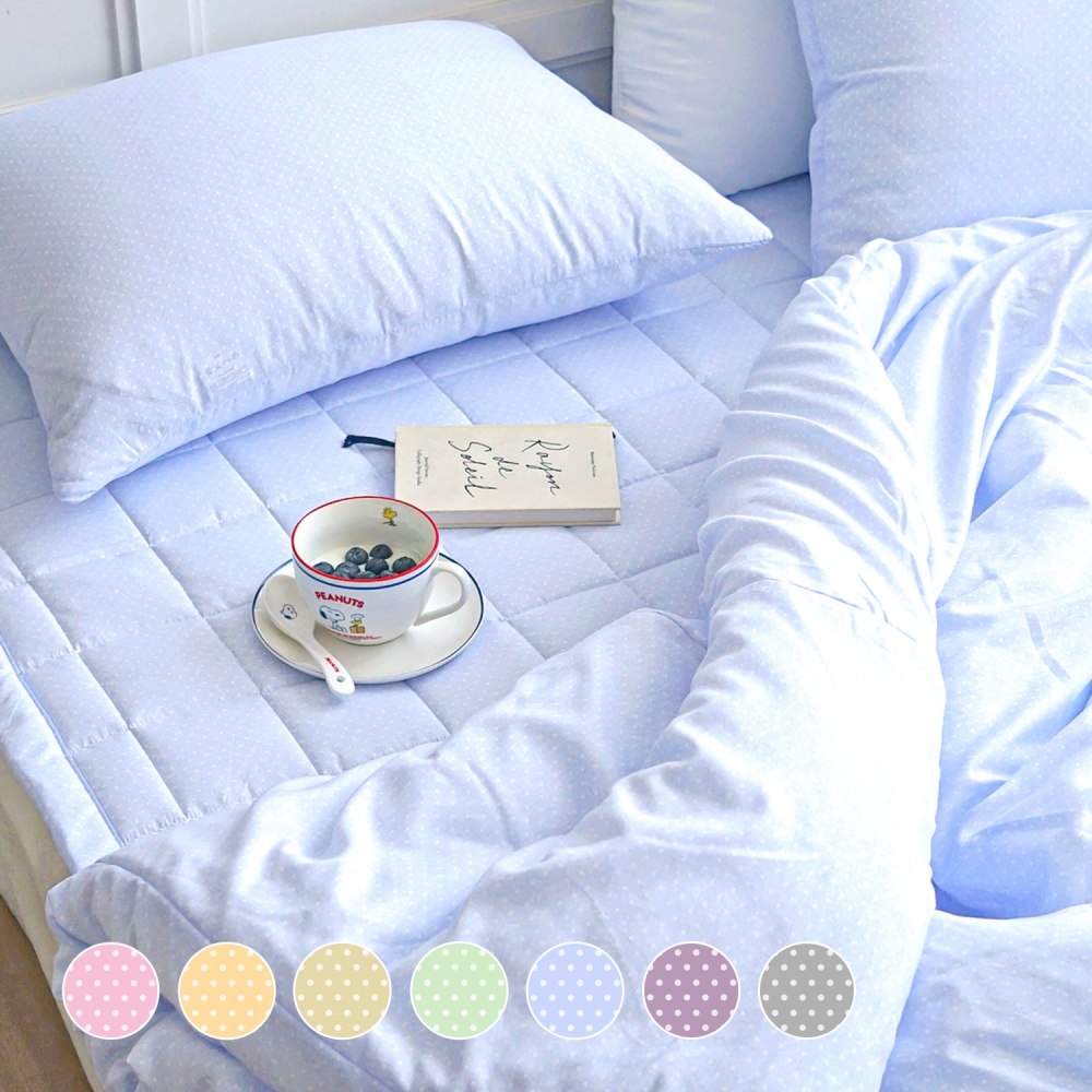 듀드랍 도트 사계절 옥수수솜 무봉제 차렵이불 라이트블루, Q(퀸)