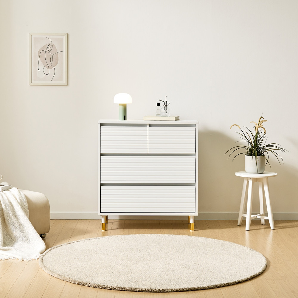 모나코 아기옷 드레스룸 화장대 옷 서랍장 안방 낮은 서랍장 800x400x890mm, 3단, 화이트 - 상세 이미지 2