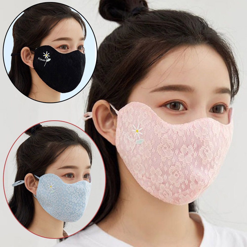 레이스 여름마스크 귀편한 여름용 빨아쓰는 마스크 얇은 천 면 큰마스크 광대 눈가 핑크색