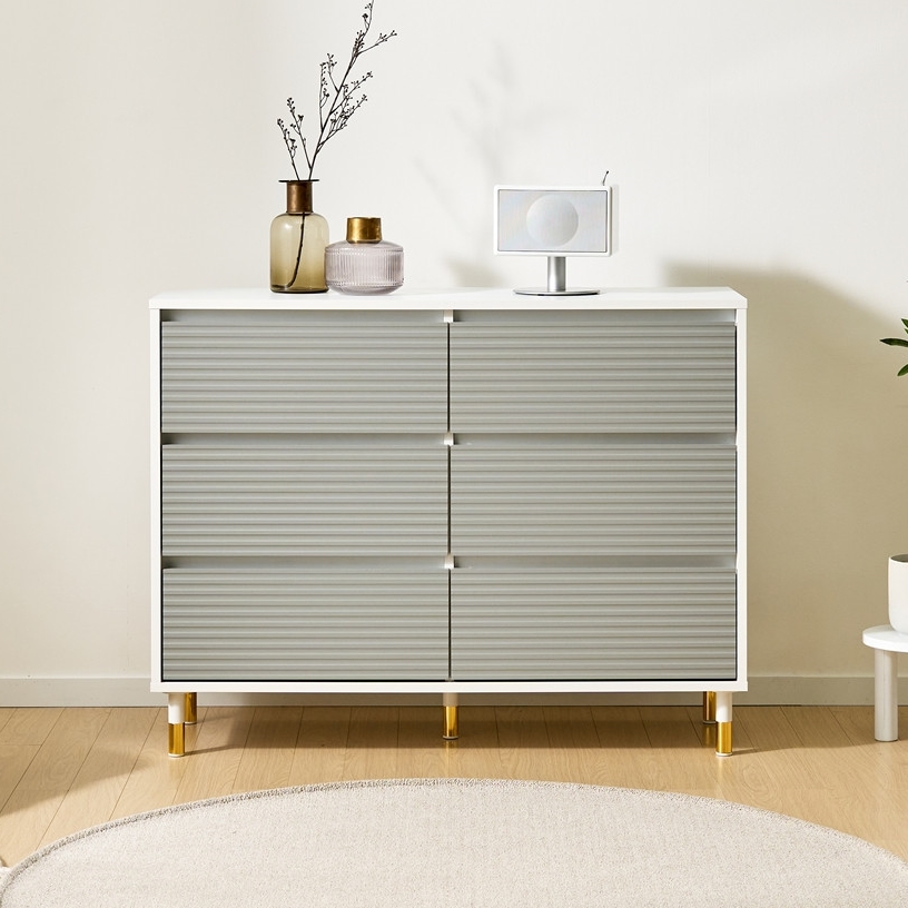 모나코 화장대서랍장 드레스룸 옷 안방 긴 낮은 와이드 1150x400x890mm, 3단, 화이트그레이 - 메인 이미지