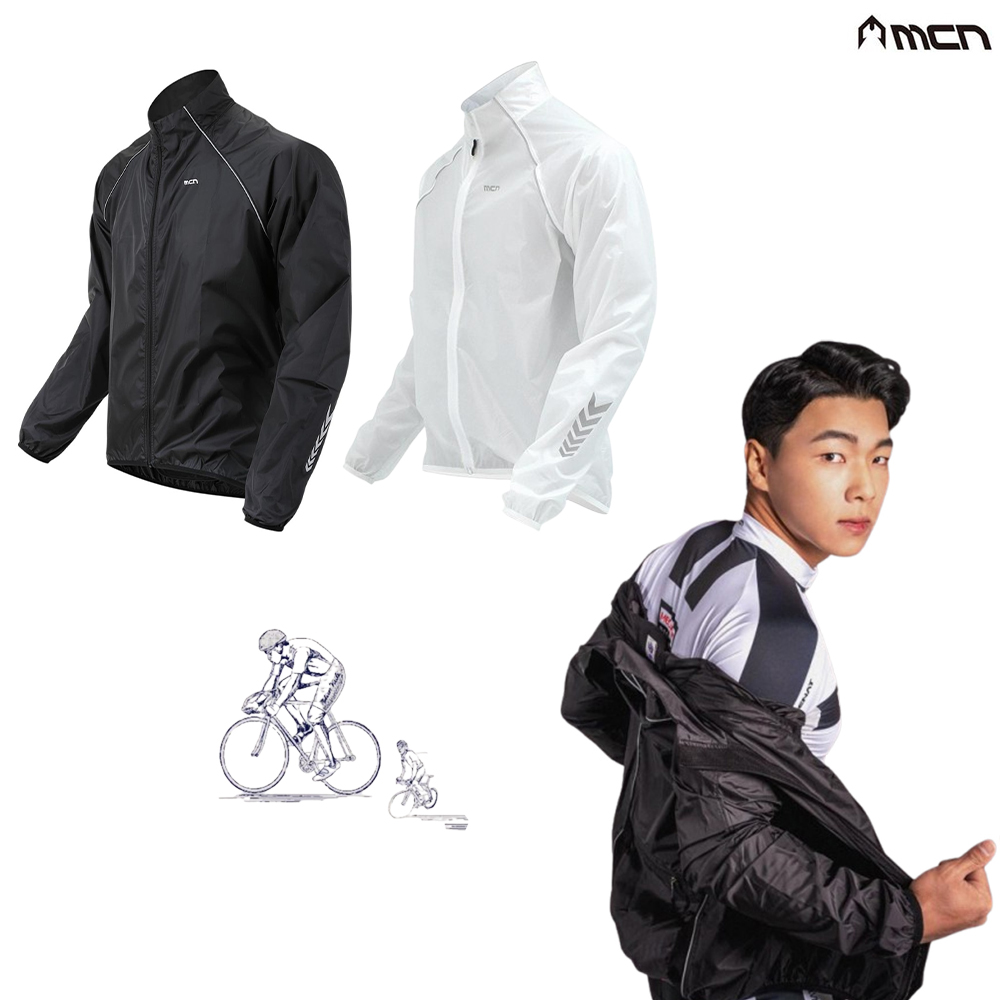 MCN 자전거 상의 라이딩 바람막이 방풍 자켓 조끼 질렛 블랙