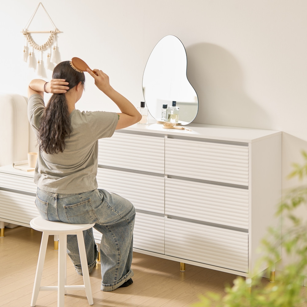 모나코 화장대서랍장 드레스룸 옷 안방 긴 낮은 와이드 1150x400x890mm, 3단, 화이트 - 상세 이미지 2