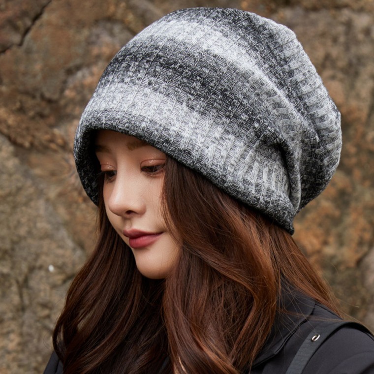 투톤 루즈핏 멀티 비니 골지 두건비니 롱 비니 빅사이즈 수면 모자 대두 주름