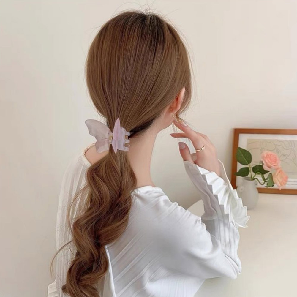 나비 헤어 집게핀 반투명 올림머리 집게 반머리 단발 청순 제니 - 상세 이미지 5