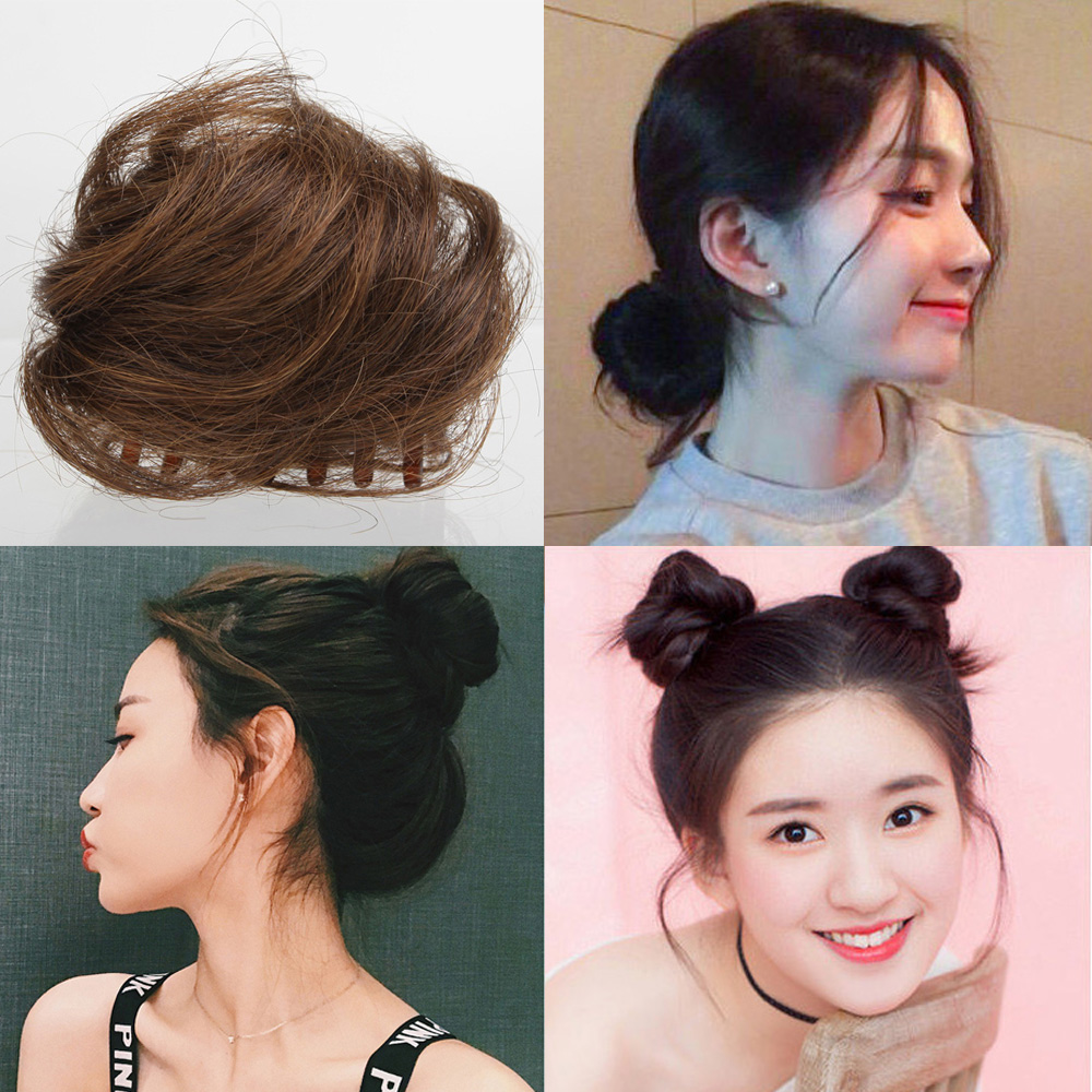 똥머리 가발 집게핀 올림머리 부분 가채 당고머리 - 상세 이미지 4