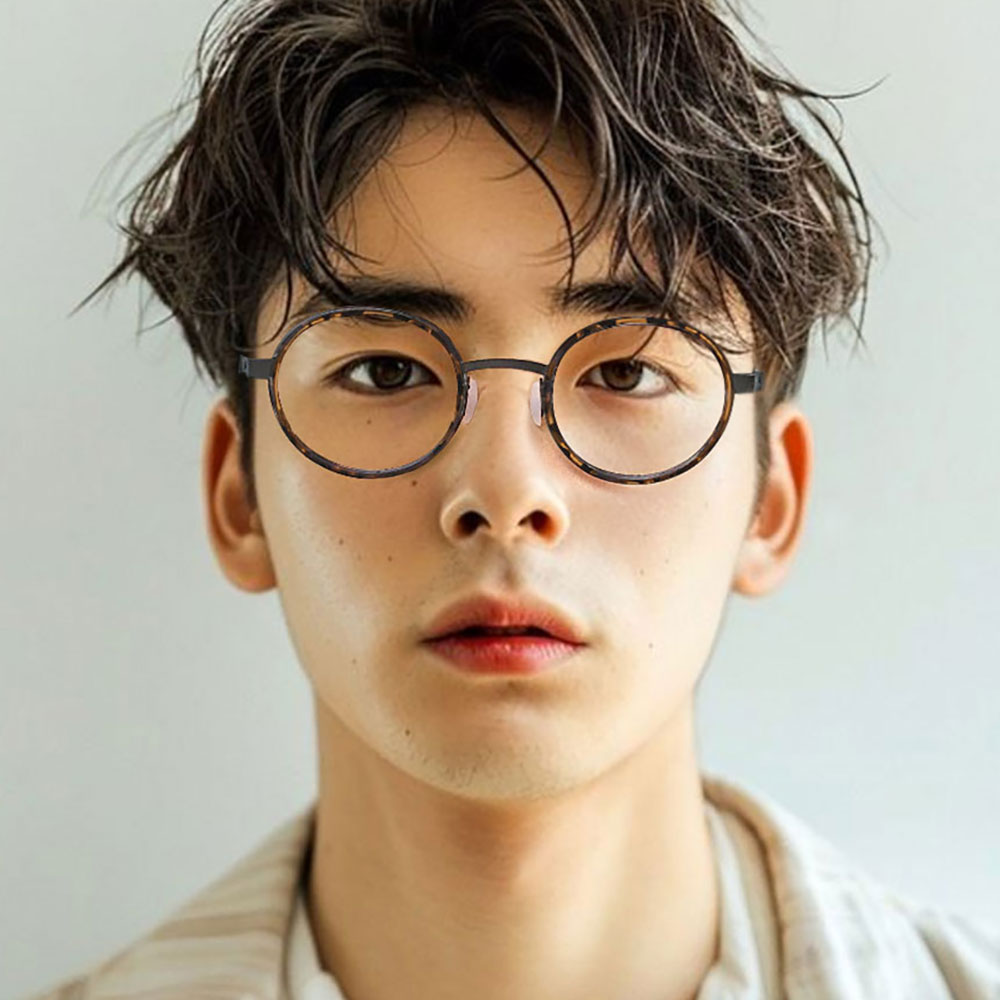 아키하루 6596 긱시크 호피 티타늄안경테 블루라이트차단 남자 여자 시력보호 패션 안경