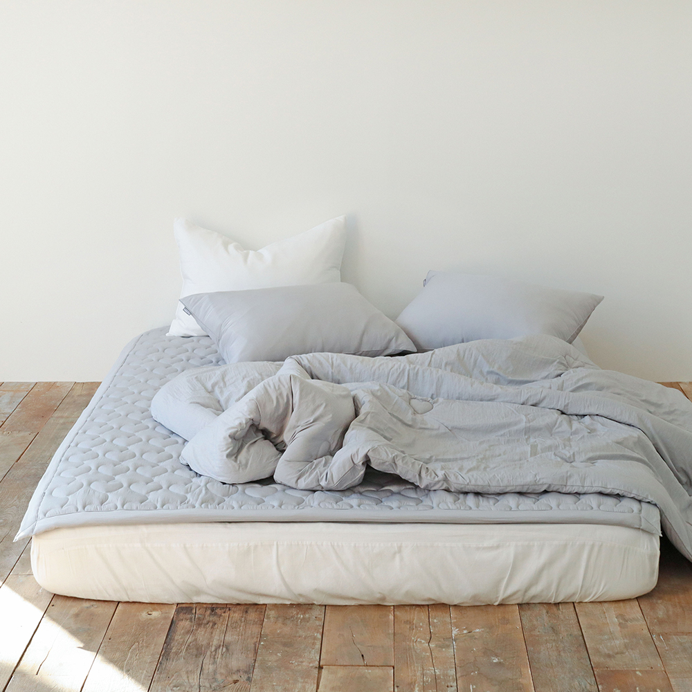 하트 에어워싱 고강도 마이크로 먼지없는 진드기방지 알러지케어 옥수수솜 차렵이불 세트 Q