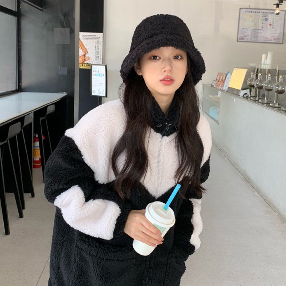 무지 양털 버킷햇 양털 벙거지 모자 겨울 뽀글이모자 - 상세 이미지 4