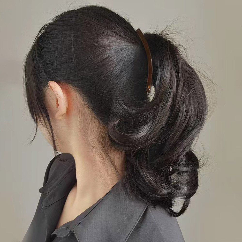 일자 심플 바나나핀 반묶음 헤어 집게핀 반머리 삔 이미지 7