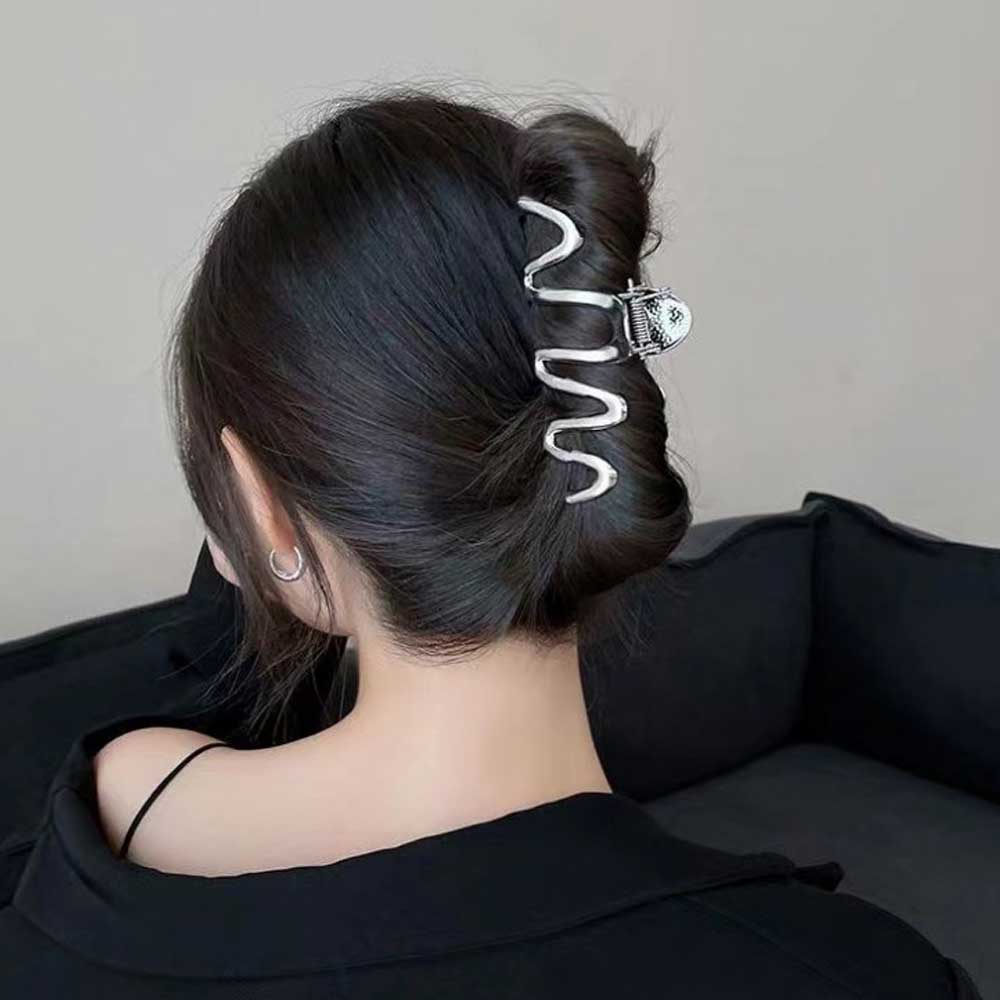 구불 물결 집게핀 헤어 올림머리 대왕 메탈 집게머리핀 대형 여성 - 상세 이미지 3