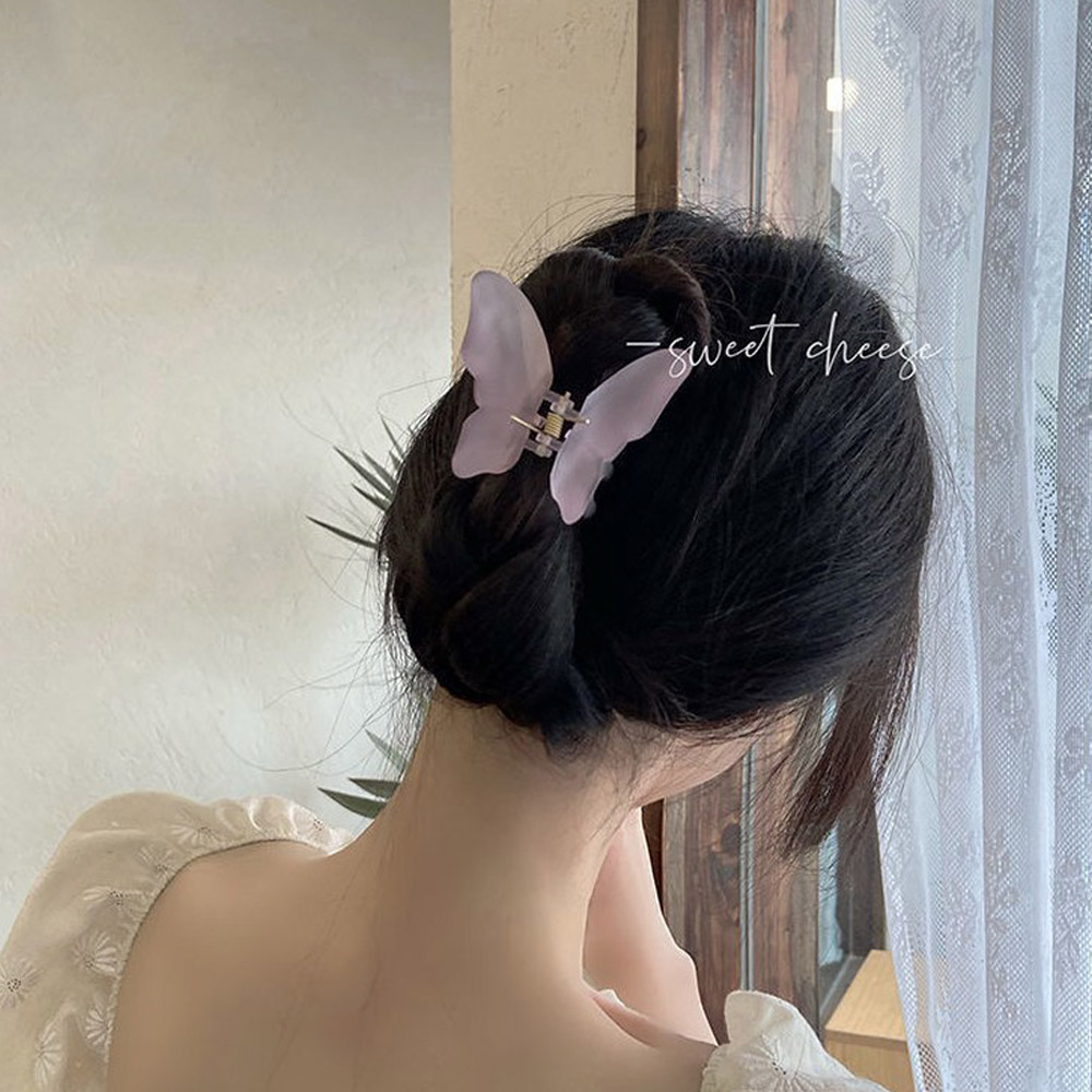 나비 헤어 집게핀 반투명 올림머리 집게 반머리 단발 청순 제니 - 상세 이미지 3