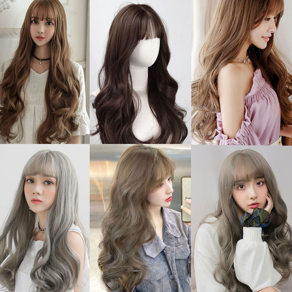 여신 웨이브 통가발 스타일 앞머리 긴머리 파마 펌 굵은 전체 가발 웨이브펌 - 상품 이미지