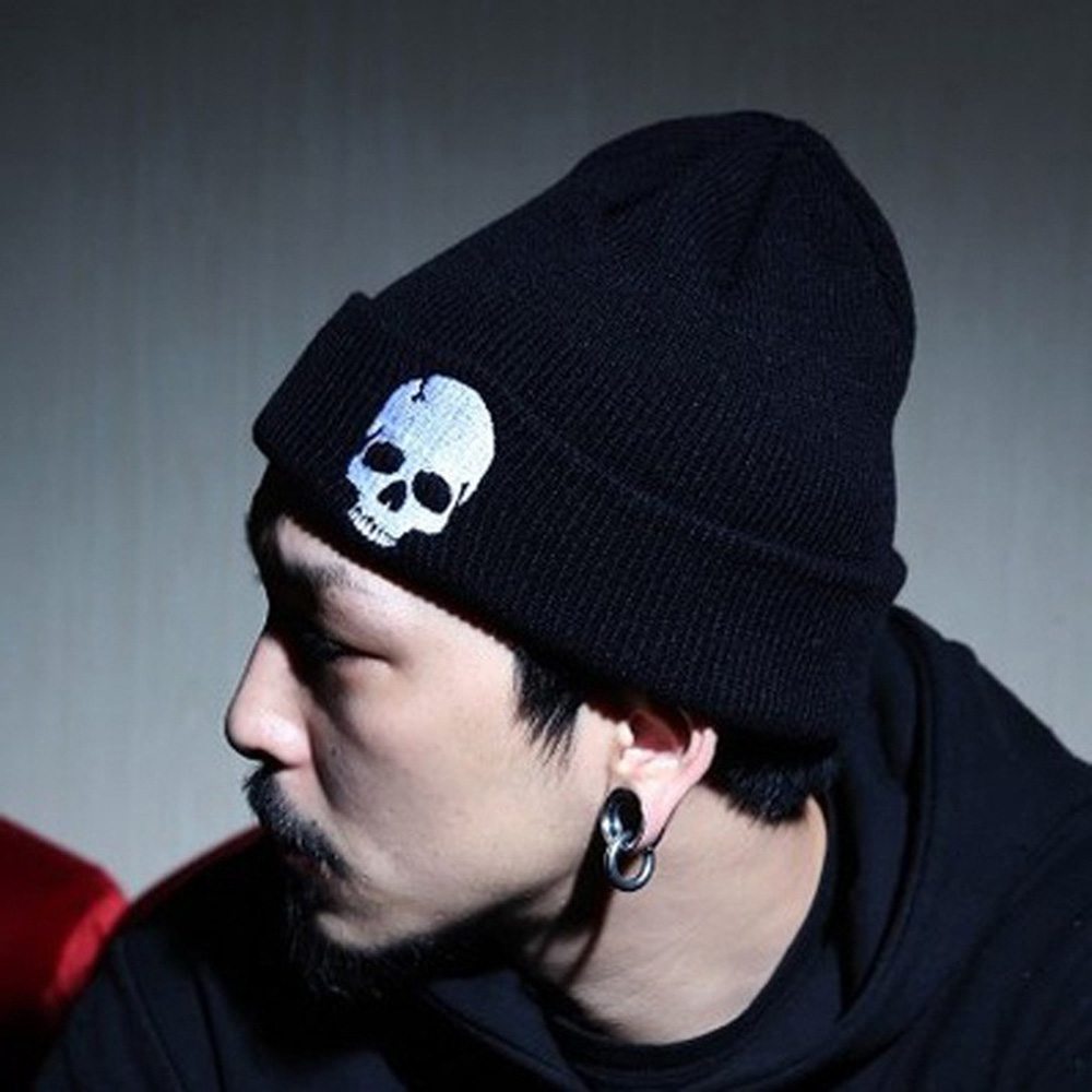 로고 자수 해골 비니 모자 숏비니 와치캡 가을 겨울