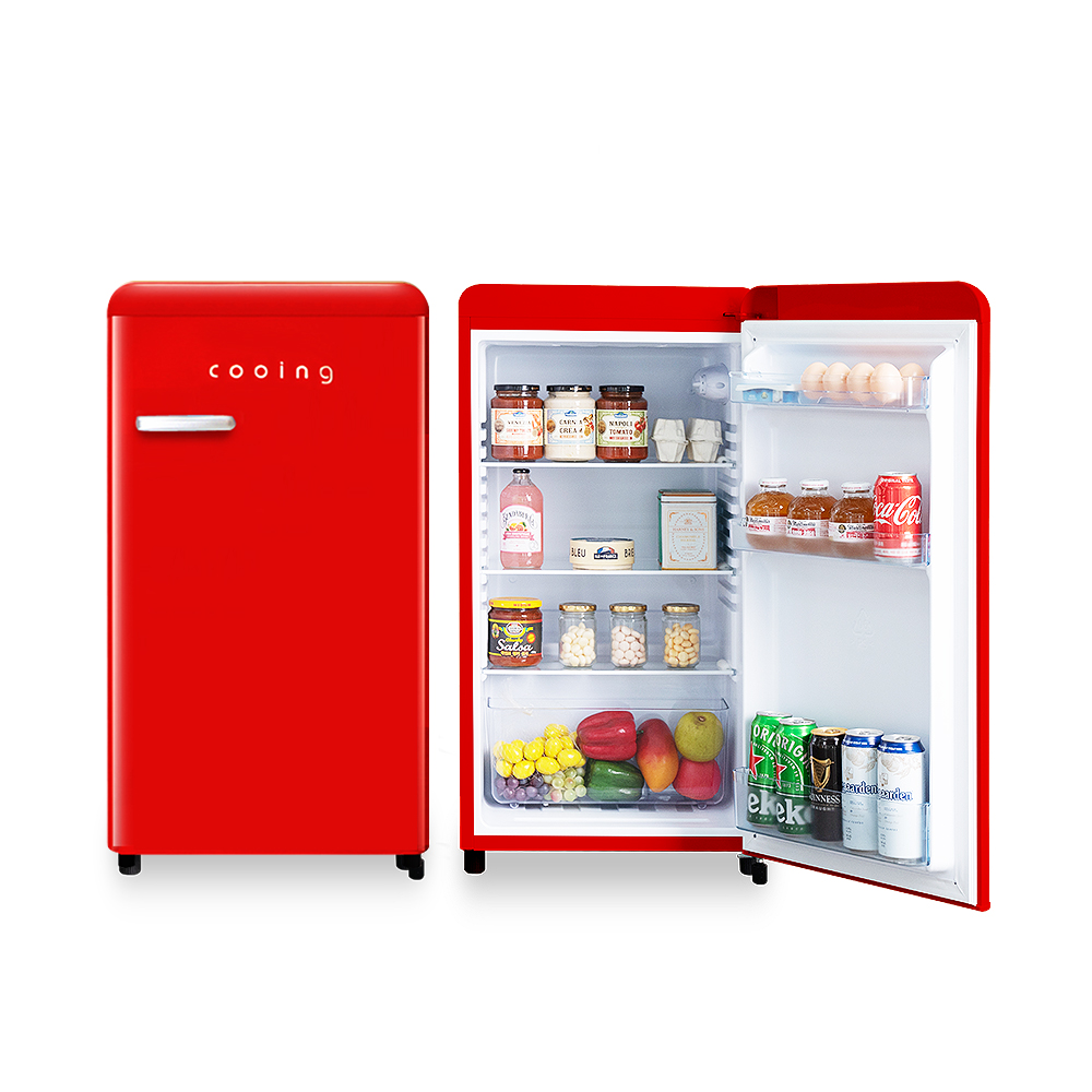 쿠잉 레트로 미니냉장고 REF-S92 소형 원룸 사무실 작은 슬림 가정용 옐로우