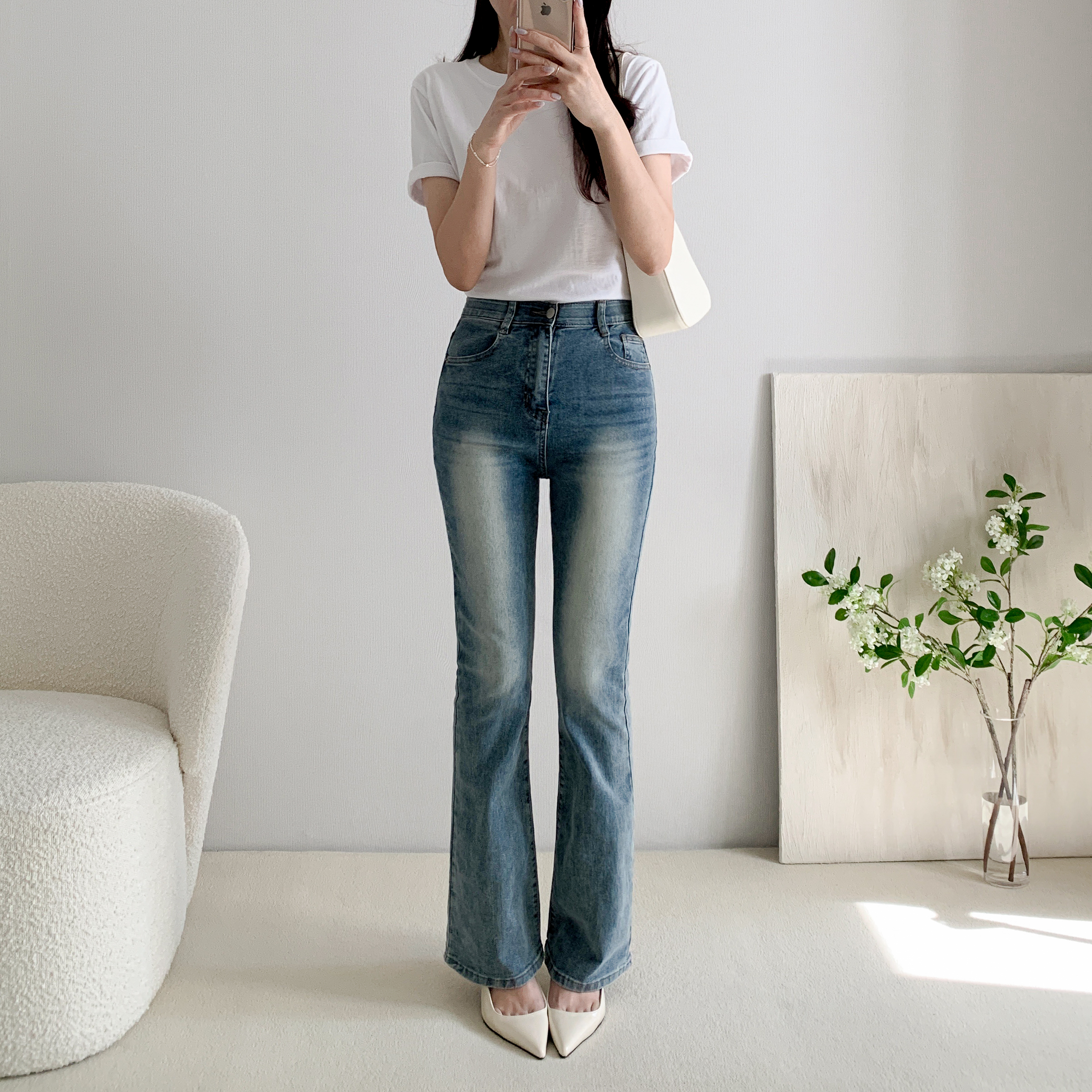 부츠컷청바지 허리밴딩청바지 키작녀청바지 이미지 6